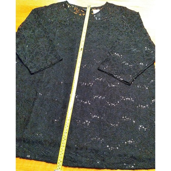 Womans Plus YOURS Black Lace & Sequines Party Holiday Lined Top Blouse sz 30/32 - Picture 4 of 10
